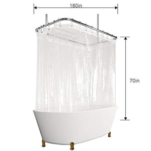 Riyidecor Clear Clawfoot Tub All Around Shower Curtain 180x70 Inch Wrap Around Bathroom Shower Panel Set Extra Wide 32 Pack Shower Hooks Included Heavy Duty