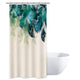 Riyidecor Stall Watercolor Peacock Feather Shower Curtain 36Wx72H Inch Teal Turquoise Floral Green Leaf Bathroom Home Decor Fabric Waterproof Bathtub 7 Pack Plastic Hook