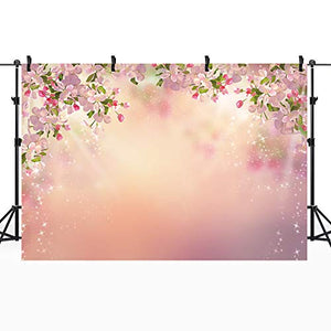 Riyidecor Peach Flowers Backdrop Fabric Polyester Pink Floral Wedding Blossom Photography Background 7WX5H Feet Art Wall Banner Newborn Decorations Birthday Festival Luau Event Props Photo Shoot Blush