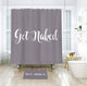 Riyidecor Funny Get Naked Words Shower Curtain Set Alphabet Grey Background Cool Modern Fashionable Panel Polyester Waterproof Fabric 72x72 Inches with 12 Pack Plastic Shower Hooks Bathroom