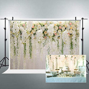 Riyidecor Bridal Floral Wall Backdrop Fabric Polyester Wedding Rose 8Wx6H Feet Reception Ceremony Photography Background Photo Birthday Party Dessert Table Photo Shoot Backdrop