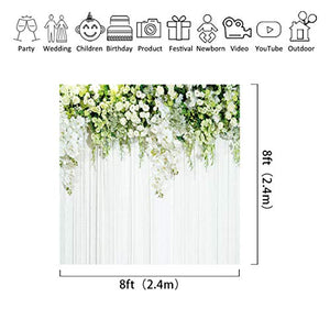 Riyidecor Bridal Floral Wall Backdrop Wedding Photography Background Dessert White Green Rose Flowers Reception Ceremony 8Wx8H Feet Decoration Props Party Photo Shoot Backdrop Vinyl Cloth