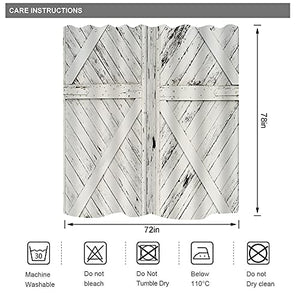 Riyidecor Extra Long Fabric Barn Door Shower Curtain for Bathroom 72Wx78H Inch Rustic Wood Bath Curtain for Men Women Farmhouse Door Pattern Home Decor Western Country Set Waterproof 12 Pack Hooks