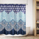 Riyidecor Boho Paisley Shower Curtain Panel Metal Hooks 12 Pack Floral India Bohemia Dark Navy Shower Curtain Polyester Waterproof Fabric 72x72 Inch
