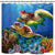 Riyidecor Sea Turtle Shower Curtain Ocean Creature Landscape Colorful Coral Reef Underwater Decor Fabric Set Polyester Waterproof 72x72 Inch 12-Pack Plastic  Hooks