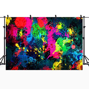 Riyidecor Fabric Polyester Neon Backdrop Lets Glow Colorful Graffiti Abstract Painting Photography Background 7Wx5H Feet Baby Shower Birthday Decoration Newborn Props Party Photo Shoot