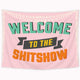 Riyidecor Welcome to The Shitshow Tapestry Boutique Funny Quote Pink 59Wx51H Inch Wall Hanging Home Living Room Dorm Decoration Fabric Polyester