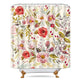 Riyidecor Pink Floral Shower Curtain Rose Flower Green Leaf Spring Shower Curtain Panel Polyester Waterproof Fabric 72x78 Inch Free Plastic Hooks 12-Pack