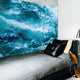 Riyidecor Ocean Tapestry 80Wx60H Inch Cute Calm Wave Sea Cool Water Nature Simple Aesthetic Blue White Art Wall Hanging Bedding Wall Art Decor Bathroom Fabric Home Dorm Living Room