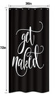Riyidecor Small Stall Shower Curtain Get Naked 36Wx72L Inch Single Narrow Black Nakey Dark Sexy Sayings Cool Funny Modern Unique Urban Trendy Aesthetic Polyester Waterproof Home Bathroom Decor Fabric