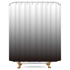 Riyidecor Extra Long Ombre Grey Shower Curtain 72Wx84H 12 Pack Metal Hooks Heavy Duty Modern Decor Fabric Polyester Waterproof Bathroom