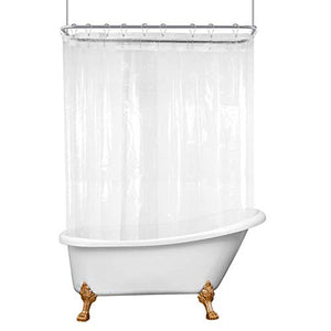 Riyidecor Clear Clawfoot Tub All Around Shower Curtain 180x70 Inch Wrap Around Bathroom Shower Panel Set Extra Wide 32 Pack Shower Hooks Included Heavy Duty