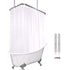 Riyidecor White Clawfoot Tub Shower Curtain Bathtub All Around Round Set 180 x 70 Inches Wraparound Polyester Fabric Weighted Hem Extra Wide Shower Panel 32 Pack Metal Hooks Included Heavy Duty