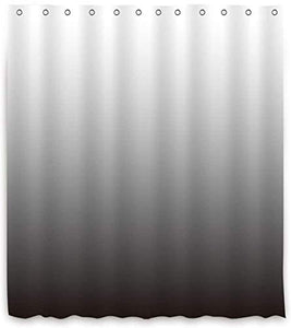 Riyidecor Extra Long Ombre Grey Shower Curtain 72Wx84H 12 Pack Metal Hooks Heavy Duty Modern Decor Fabric Polyester Waterproof Bathroom