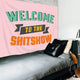 Riyidecor Welcome to The Shitshow Tapestry Boutique Funny Quote Pink 59Wx51H Inch Wall Hanging Home Living Room Dorm Decoration Fabric Polyester