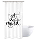 Riyidecor Fashion Get Naked Shower Curtain Black and White Plastic Hooks 7 Pack Concise Decor Set Polyester Waterproof Fabric 36x72 Inch for Bathroom