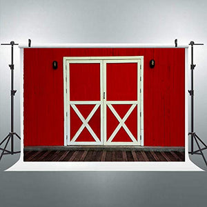 Riyidecor Red Barn Door Backdrop Rustic Farm Wooden Wall Fall Birthday Photography Background Newborn Baby Shower Thanksgiving Party Decorations 7x5ft Decor Props Photo Shoot Banner Vinyl Cloth