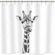 Riyidecor Funny Animal Shower Curtain Giraffe Jungle Safari Tropic African Wildlife Black and White Kid Boy Modern Designer Cool Bathroom Decor 72Wx72H inch 12 Pack Plastic Hooks