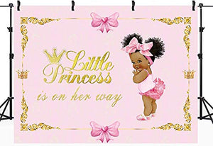 Riyidecor Royal Princess Backdrop Gold Crown Pink Bow Girls Africa Kids Photography Background 7x5 Feet Baby Shower Birthday Geometrical Decoration Newborn Props Party Photo Shoot Vinyl Cloth