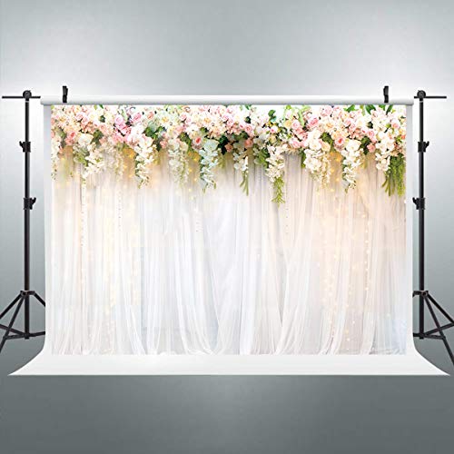 Riyidecor Wedding Bridal Floral Wall Backdrop 8Wx6H Feet Pink