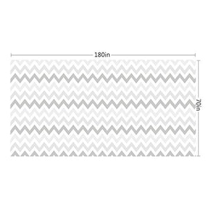Riyidecor Clawfoot Tub Shower Curtain Panel 180x70 Inch All Wrap Around Grey White Chevron Polyester Fabric Set Extra Wide Waterproof with 32-Pack Metal Shower Hooks