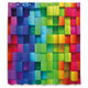 Riyidecor Rainbow Geometric Plaid Shower Curtain 72x78 Inch Metal Hooks 12 Pack Neon Rainbow Colored Blue Green Red Purple Decor Fabric Bathroom Set Polyester Waterproof Fabric