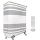 Riyidecor Clawfoot Tub Shower Curtain 180Wx70H Inch All Wrap Around Panel Grey and White Stripe Fabric Bathtub Set Extra Wide Polyester Waterproof 32 Pack Metal Hooks