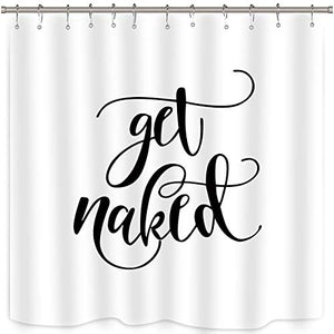 Riyidecor Fashion Get Naked Shower Curtain Metal Hooks 12 Pack Concise Decor Set Polyester Waterproof Fabric 72x72 Inch for Bathroom
