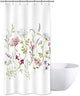 Riyidecor Herbs Floral Plants Shower Curtain 36" W x 72" H Small Stall Watercolor Wildflowers Delicate Flower Pink Tansy Pansies Retro White Decor Fabric Bathroom Polyester Waterproof Plastic