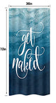 Riyidecor Small Stall Shower Curtain Ombre Blue 36Wx72L Inch Half Get Naked Ocean Sea Watercolor Nakey Funny Cool Unique Aesthetic Urban Fashion Polyester Waterproof Fabric Home Bathroom Decor Fabric