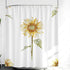Riyidecor Yellow Sunflower Shower Curtain Green Leaves Thicken Heavy Duty 12 Pack Metal Hooks Weighted Hem Floral Rustic Country Simple Polyester Fabric Polyester Waterproof Bathroom 72Wx72H Inch