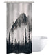 Riyidecor Small Stall Misty Forest Shower Curtain 39Wx72H inch Mountain Nature Rustic Scenery Foggy Smokey Tree National Parks Cliff Outdoor Idyllic Home Decor Fabric Bathroom Plastic Hooks 7 Pack