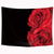 Riyidecor Red Rose Tapestry 59Wx51H Inch Natural Floral Blossom Black Background Rustic Flower Bloom Wall Hanging Indigenous Bedroom Living Room