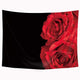 Riyidecor Red Rose Tapestry 59Wx51H Inch Natural Floral Blossom Black Background Rustic Flower Bloom Wall Hanging Indigenous Bedroom Living Room