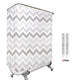 Riyidecor Clawfoot Tub Shower Curtain Panel 180x70 Inch All Wrap Around Grey White Chevron Polyester Fabric Set Extra Wide Waterproof with 32-Pack Metal Shower Hooks