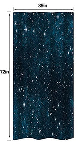 Riyidecor Small Stall Night Sky Stars Shower Curtain (No Glitter) 39Wx72H Inch Dark Blue Cosmic Starry Fantasy Galaxy Universe Fabric Waterproof Bathroom Home Decor 7 Plastic Hooks