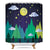 Riyidecor Mountain Forest Shower Curtain Triangle Trees Moon Stars Cloud Kids Decor Fabric Bathroom Set Polyester Waterproof 72x72 Inch Include Plastic Hooks 12 Pack