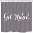 Riyidecor Funny Get Naked Words Shower Curtain Set Alphabet Grey Background Cool Modern Fashionable Panel Polyester Waterproof Fabric 72x72 Inches with 12 Pack Plastic Shower Hooks Bathroom