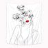 Riyidecor Floral Woman and Flowers Tapestry 51Wx59H Inches Girl Black White Red Lips Outline Line Sketch Blossom Modern Fashion Design Art Printed Home Decor Wall Hanging for Living Room Bedroom Dorm