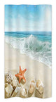 Riyidecor Stall Beach Starfish Shower Curtain 36Wx72H Inch Ocean Seashell Coastal Conch Sea Wave Rocks Island Summer Half Scenery Decor Fabric Polyester Waterproof Fabric 7 Pack Plastic Hooks WW-IHTB