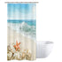 Riyidecor Stall Beach Starfish Shower Curtain 36Wx72H Inch Ocean Seashell Coastal Conch Sea Wave Rocks Island Summer Half Scenery Decor Fabric Polyester Waterproof Fabric 7 Pack Plastic Hooks WW-IHTB