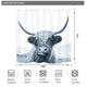 Riyidecor Funny Blue Bull Shower Curtain 60Wx72H Inch Highland Cow Animal Wildlife Cute Sketch Milk Waterproof Fabric Modern Fashion Polyester Bathroom Decor 12 Pack Plastic Hooks