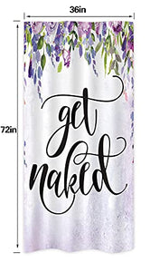 Riyidecor Small Stall Shower Curtain Purple Floral Half Get Naked 36Wx72L Inch Wisteria Flower Cute Weeping Blossom Vine Green Leaves Spring Aesthetic Polyester Waterproof Fabric Bathroom Decor Fabric