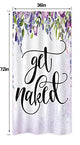 Riyidecor Small Stall Shower Curtain Purple Floral Half Get Naked 36Wx72L Inch Wisteria Flower Cute Weeping Blossom Vine Green Leaves Spring Aesthetic Polyester Waterproof Fabric Bathroom Decor Fabric