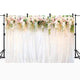 Riyidecor Pink White Bridal Floral Wall Backdrop Gauze Curtain Rose Flowers Wedding Photography Background Reception Ceremony 7x5 Feet Decoration Props Party Photo Shoot Backdrop Vinyl Cloth
