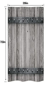 Riyidecor Rustic Stall Barn Door Shower Curtain 39Wx72H Small Farmhouse Wooden Metal Texture Bathroom Decor Fabric Polyester Waterproof with 7 Pack Plastic Shower Hooks