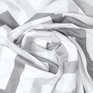 Riyidecor Clawfoot Tub Shower Curtain Panel 180x70 Inch All Wrap Around Grey White Chevron Polyester Fabric Set Extra Wide Waterproof with 32-Pack Metal Shower Hooks