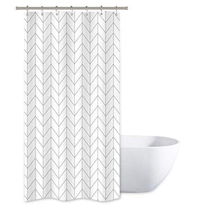 White Geometric Shower Curtain 36X72(SMALL)