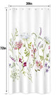 Riyidecor Herbs Floral Plants Shower Curtain 39" W x 72" H Small Stall Watercolor Wildflowers Delicate Flower Pink Tansy Pansies Retro White Decor Fabric Bathroom Polyester Waterproof Plastic