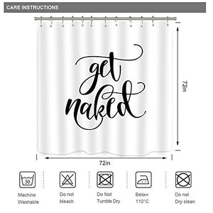 Riyidecor Fashion Get Naked Shower Curtain Metal Hooks 12 Pack Concise Decor Set Polyester Waterproof Fabric 72x72 Inch for Bathroom